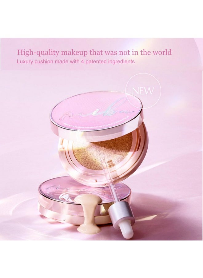 MIBA Ion Calcium Foundation Double Cushion Glow 25 G0.88 Oz Big Cushion Season 3. Long Lasting Cover Effect. Moisture Glow. Skin Tightening Relief. Smooth Adhesion. (Lovely 23 Rosy Beige)  - Image 5
