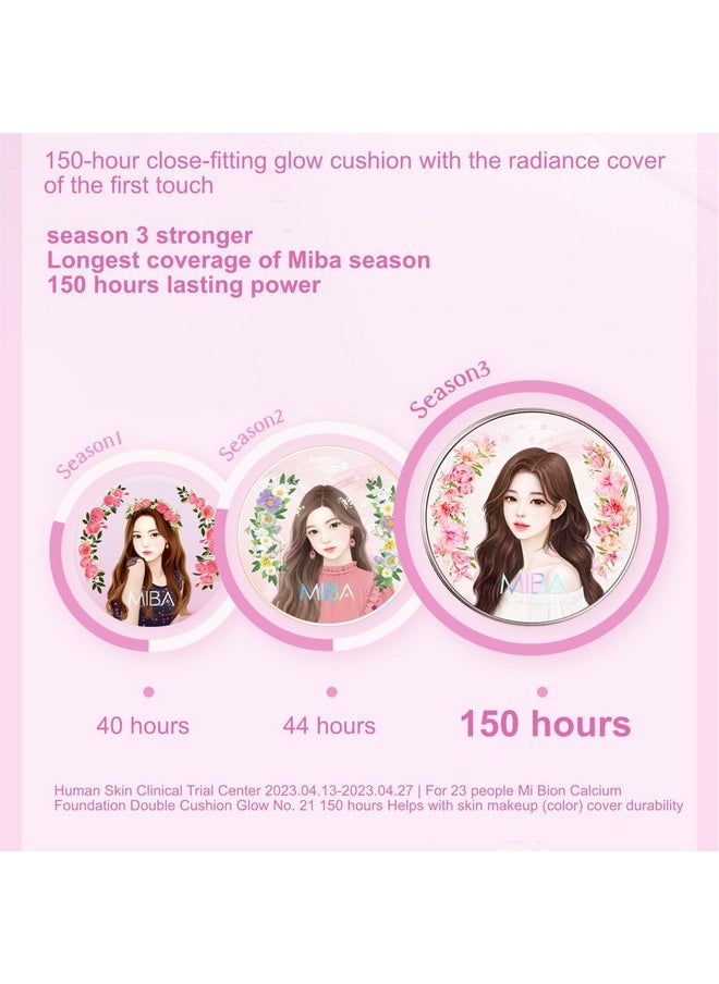 MIBA Ion Calcium Foundation Double Cushion Glow 25 G0.88 Oz Big Cushion Season 3. Long Lasting Cover Effect. Moisture Glow. Skin Tightening Relief. Smooth Adhesion. (Lovely 23 Rosy Beige)  - Image 4