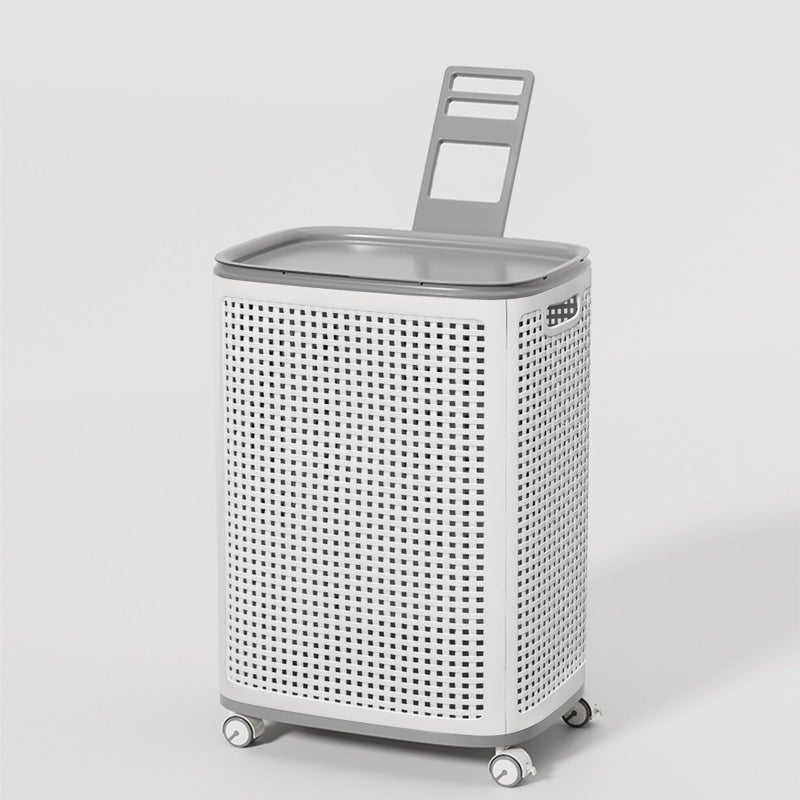 Sufdari 90L Laundry Basket with Wheels, Rolling Laundry Hamper with Lid and Handles, Plastic Rattan Clothes Organizer, Dirty Clothes Basket for Laundry Room, Bedroom, Dormitory Storage - Image 1