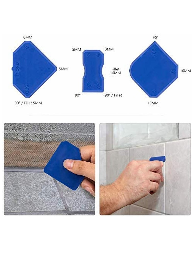 Dubkart - 3 in 1 Silicone Caulking Tools stainless steelhead Silicone Sealant Finishing Tool Grout Scraper Reuse and Replace 5 Silicone Pads, Great Tools for Kitchen Bathroom Window Sink Joint - Image 1