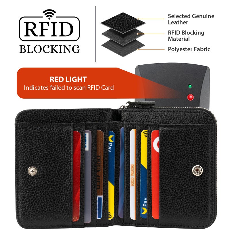 XINNSTAR Genuine Small Wallet for Women, Slim RFID Blocking Credit Card Holder with ID Window, Compact Purses for Women with 11 Card Slots - Image 3