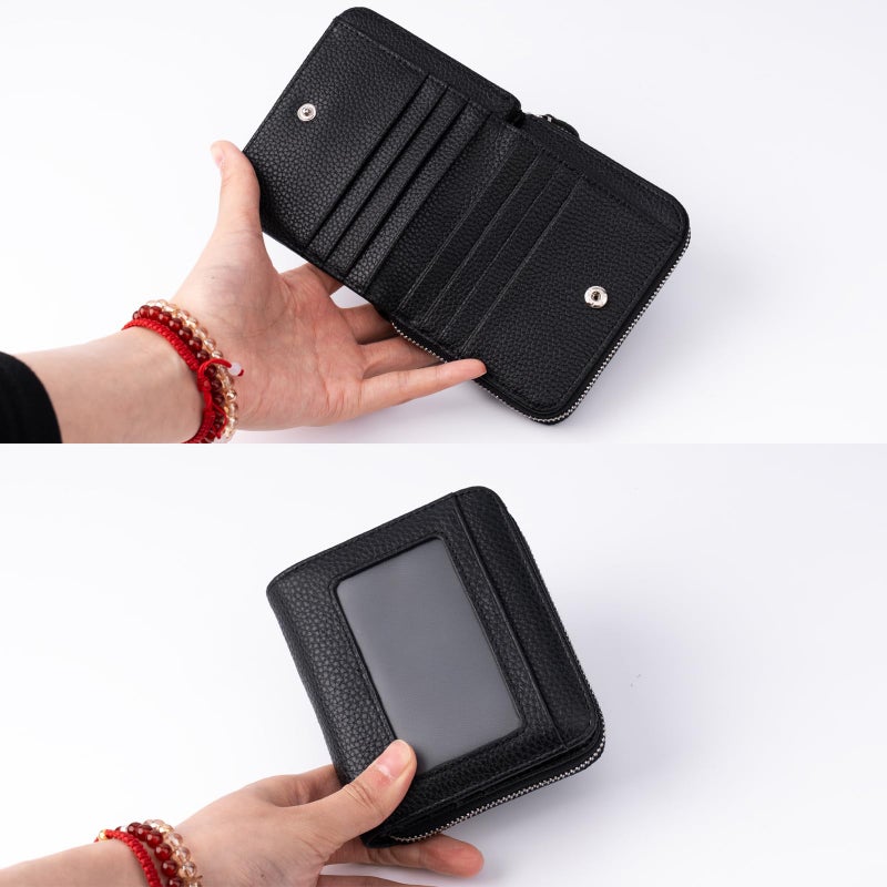 XINNSTAR Genuine Small Wallet for Women, Slim RFID Blocking Credit Card Holder with ID Window, Compact Purses for Women with 11 Card Slots - Image 4