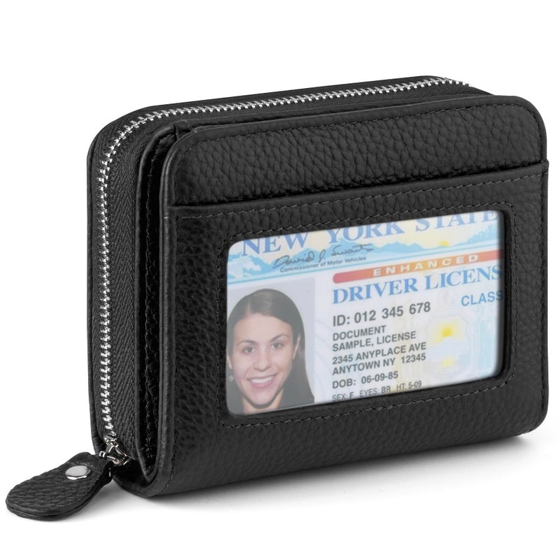 XINNSTAR Genuine Small Wallet for Women, Slim RFID Blocking Credit Card Holder with ID Window, Compact Purses for Women with 11 Card Slots - Image 1