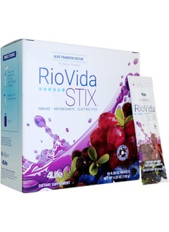 4life Transfer Factor Riovida Stix Tri-Factor Formula, Supports Immune System With Elderberry, Blueberry, Pomegranate And Acai - 15 Packets  - Image 1