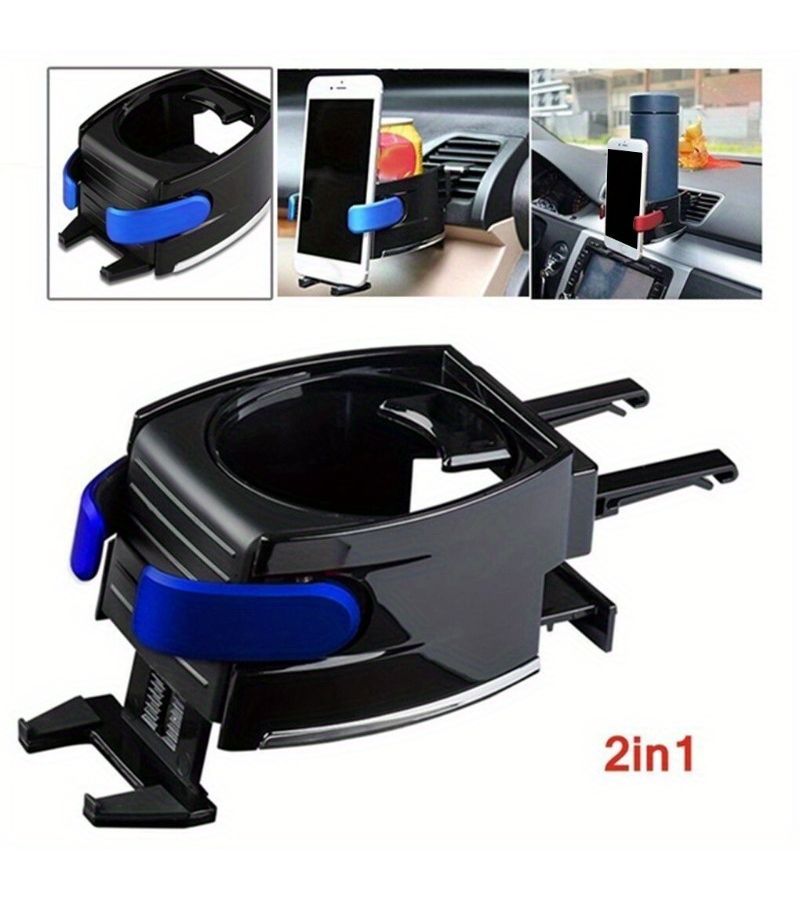 Red 2 In 1 Car Cup Holder And Phone Mount For Safe Driving - Image 1