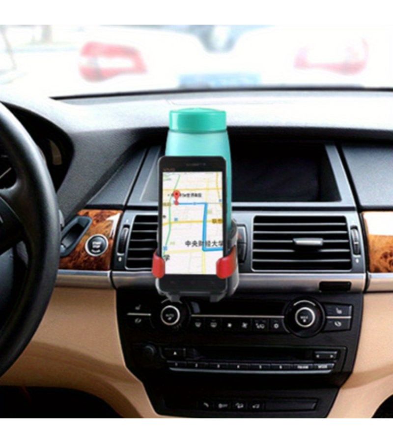 Red 2 In 1 Car Cup Holder And Phone Mount For Safe Driving - Image 2