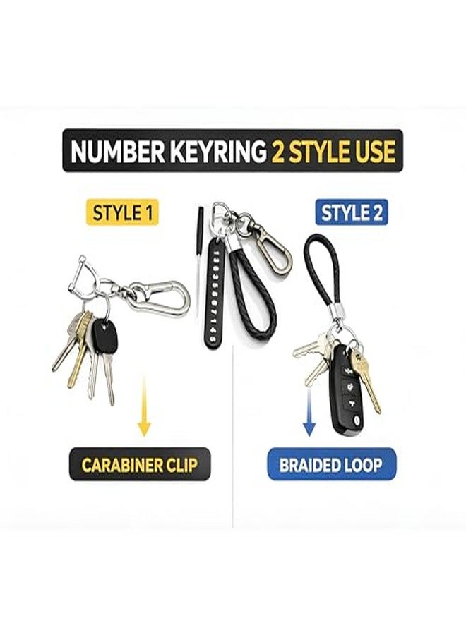 PulGos -2 Pack Anti-Lost Braided Keychain - Premium Metal Keychain with Hook Clip & Phone Number Tag Heavy-Duty Car & Bike Key Holder for Men & Women- Secure Key Ring for Home, Office, Scooter -Black - Image 4