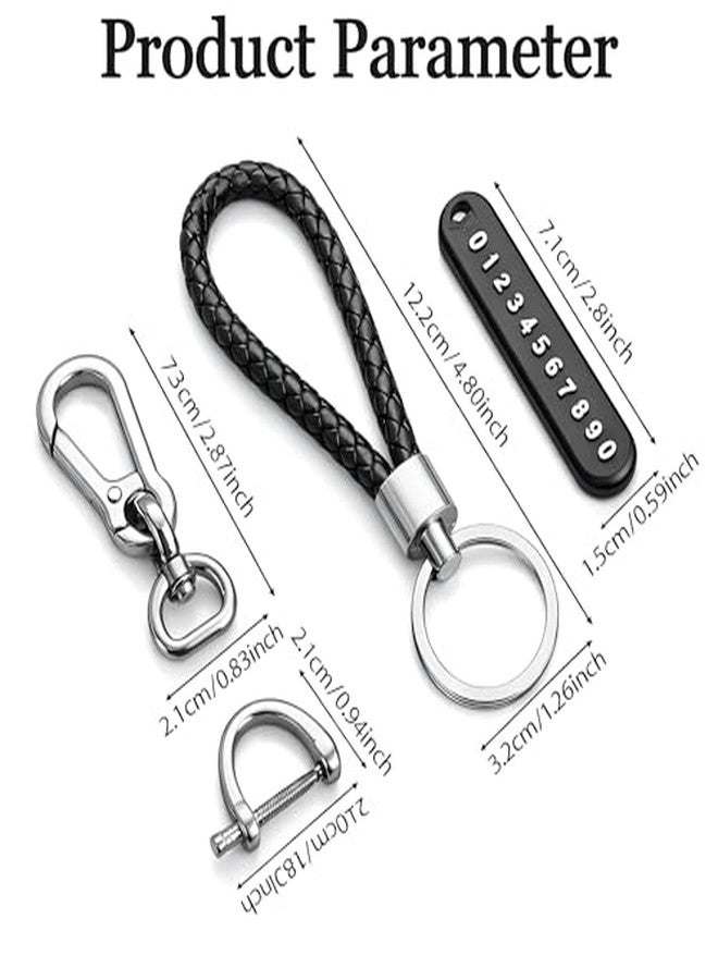 PulGos -2 Pack Anti-Lost Braided Keychain - Premium Metal Keychain with Hook Clip & Phone Number Tag Heavy-Duty Car & Bike Key Holder for Men & Women- Secure Key Ring for Home, Office, Scooter -Black - Image 3