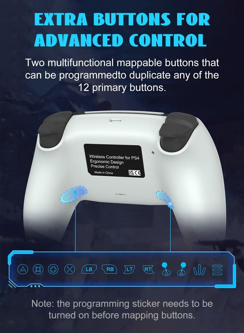 T28 Wireless Controller for PS4, Gamepad Joystick Controller Compatible with PS4/Pro/Slim with Turbo/Programmable Buttons/6-Axis Gyro Sensor/Dual Vibration