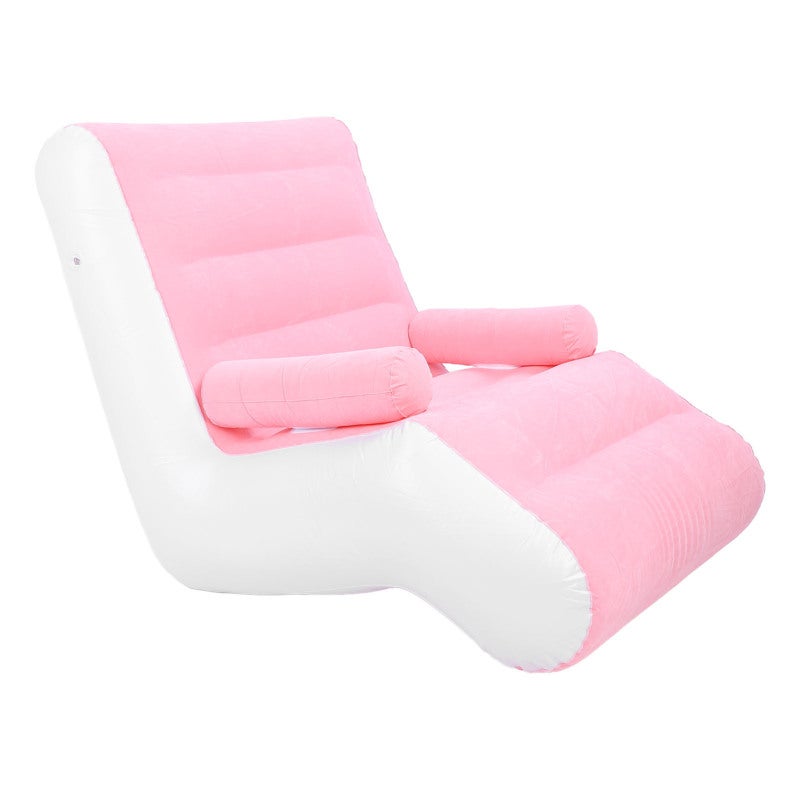 Inflatable Sofa Bed: Pink PVC & Flocking Fabric, S-Shaped Ergonomic Design, Easy To Inflate Deflate - Portable Lightweight Lounge Chair For Indoor Living Room, Bedroom Reading, Outdoor Camping Leisure - Image 4