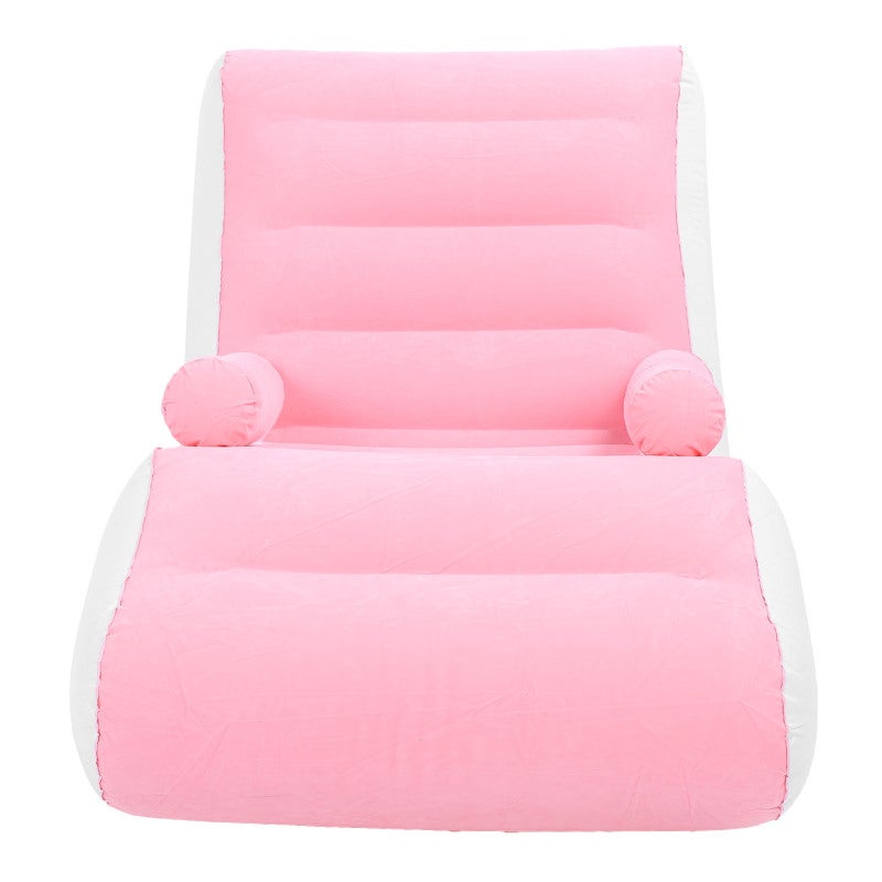 Inflatable Sofa Bed: Pink PVC & Flocking Fabric, S-Shaped Ergonomic Design, Easy To Inflate Deflate - Portable Lightweight Lounge Chair For Indoor Living Room, Bedroom Reading, Outdoor Camping Leisure - Image 3