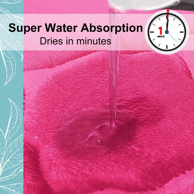 OLANLY Memory Foam Bath Mat Rug 59x20  Ultra Soft Non Slip and Absorbent Bathroom Rug  Machine Wash Dry  Comfortable  Thick Bath Rug Carpet for Bathroom Floor  Tub and Shower  Deep Pink - Image 4