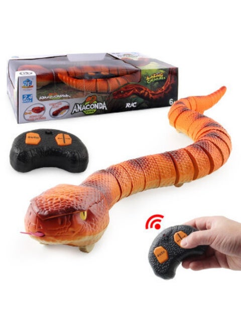 Children's Electric Trick Simulation Reptile Remote Control Infrared Intelligent Induction Mouse Funny Cat Toy-Color:7707 Infrared Remote Control Snake Orange 695 Grams Volume Weight 1.4KG