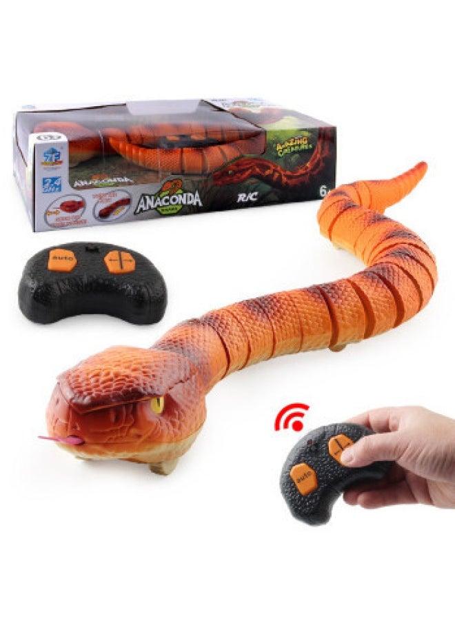 Children's Electric Trick Simulation Reptile Remote Control Infrared Intelligent Induction Mouse Funny Cat Toy-Color:7707 Infrared Remote Control Snake Orange 695 Grams Volume Weight 1.4KG  - Image 1