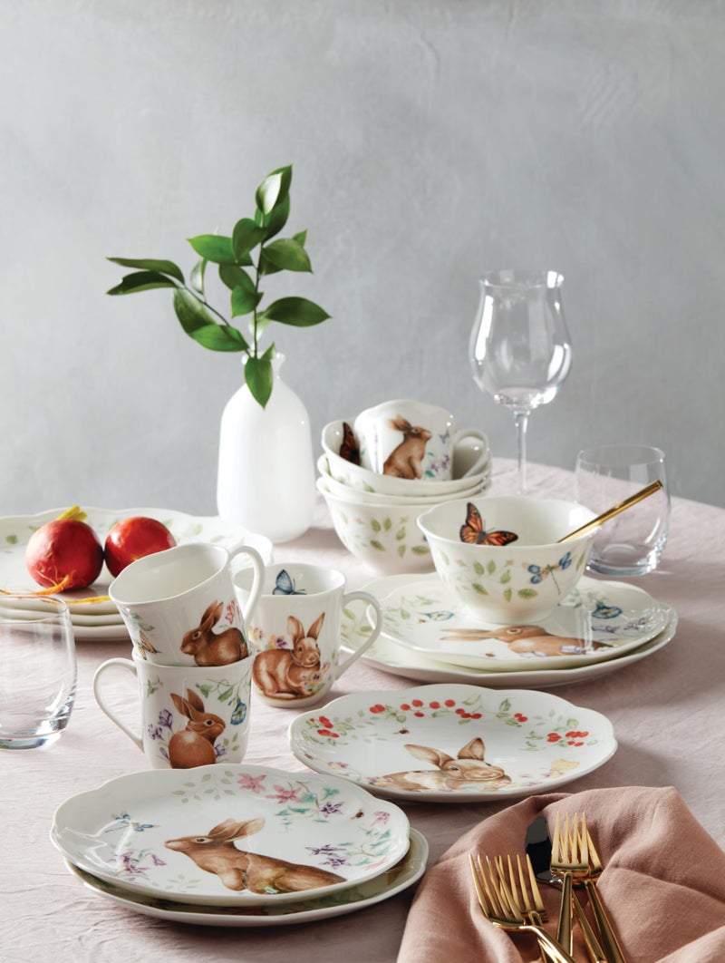 Lenox Dinnerware Set, Butterfly Meadow Bunny 16-Piece Set, Service For 4, Dishwasher Safe, Microwave Safe, Made Of Porcelain, Bowls And Mugs, Plates And Bowls, Easter Dish (Assorted, 16 Pieces) - Image 4