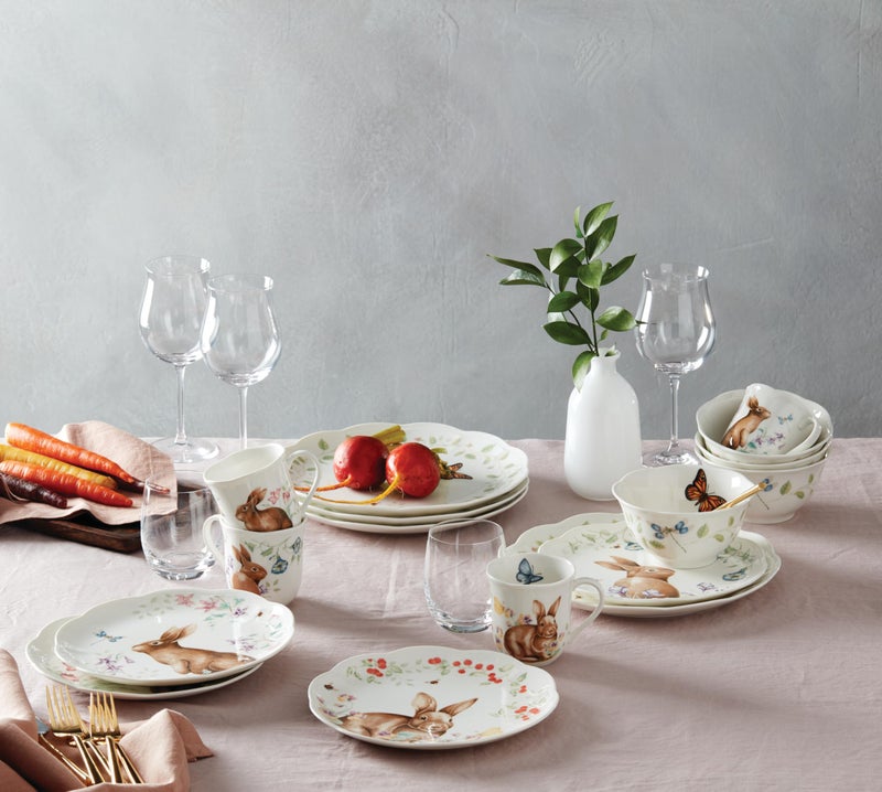 Lenox Dinnerware Set, Butterfly Meadow Bunny 16-Piece Set, Service For 4, Dishwasher Safe, Microwave Safe, Made Of Porcelain, Bowls And Mugs, Plates And Bowls, Easter Dish (Assorted, 16 Pieces) - Image 3