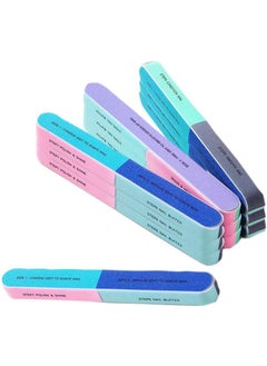 Elandy Elandy Pack of 10 Portable Washable 7-Way Nail Art Buffing Strip Nail File Buffers Polisher Grinding Bar Foot Files Emery Board Pedicure Care DIY for Fingernails and Toenails 