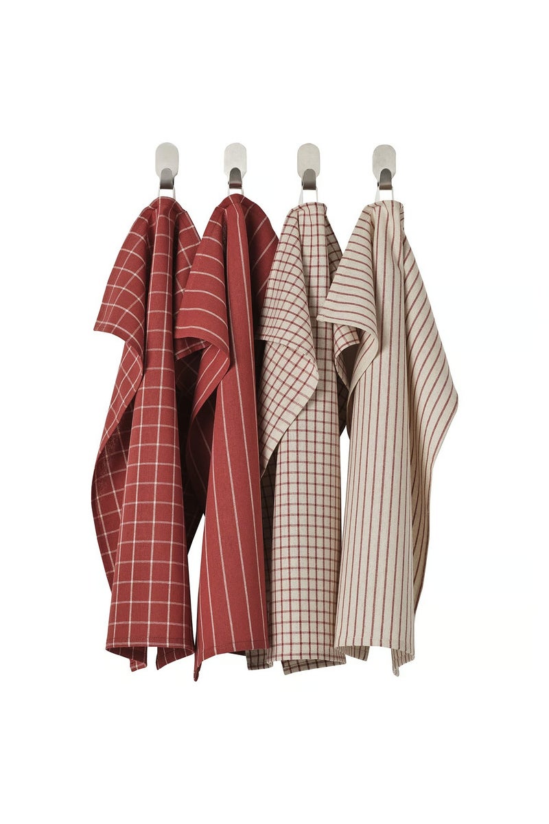 رينيج منشفة شاي أحمر/بيج مخططة 45×60 سم عبوة من 4 - Image 1