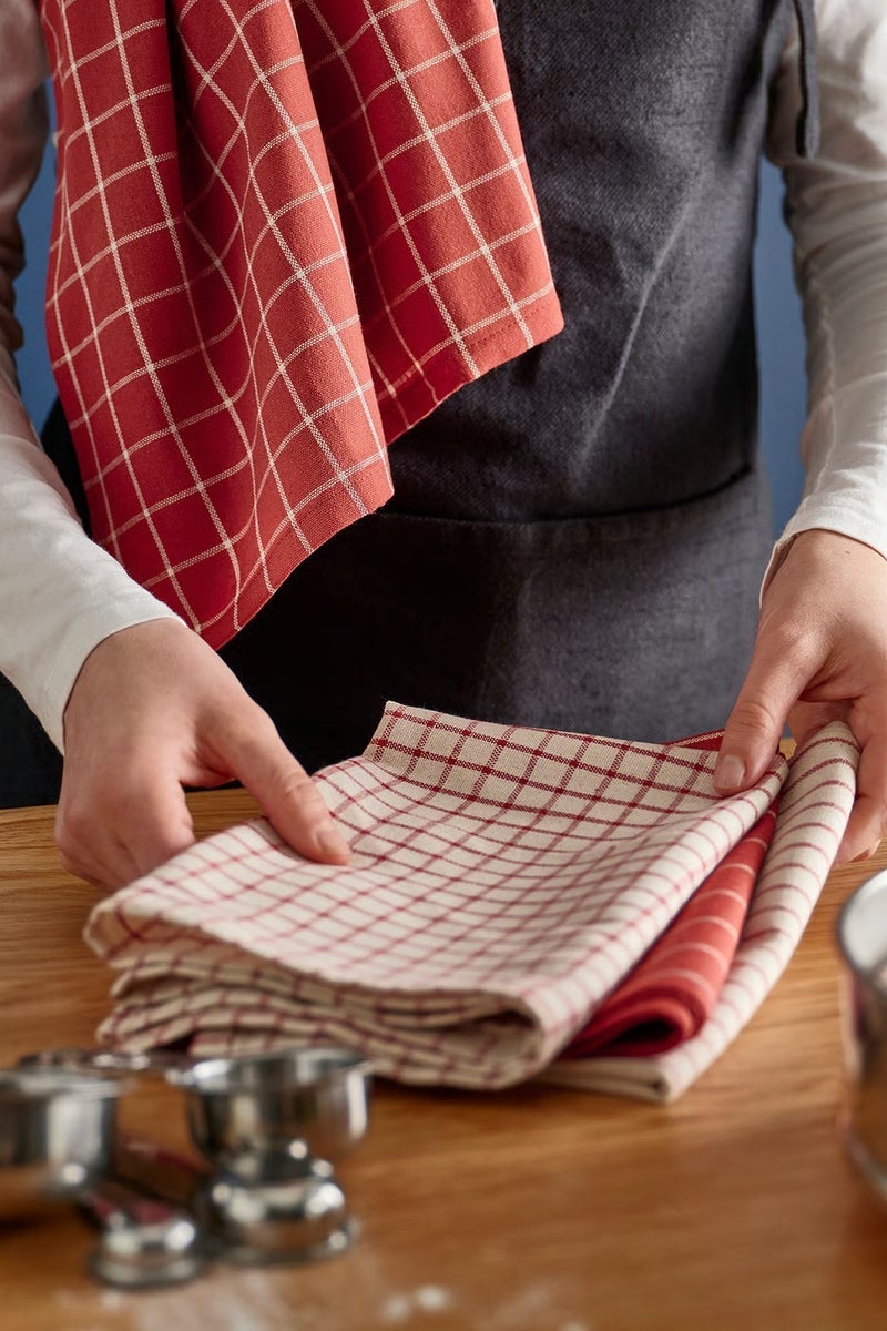 رينيج منشفة شاي أحمر/بيج مخططة 45×60 سم عبوة من 4 - Image 2