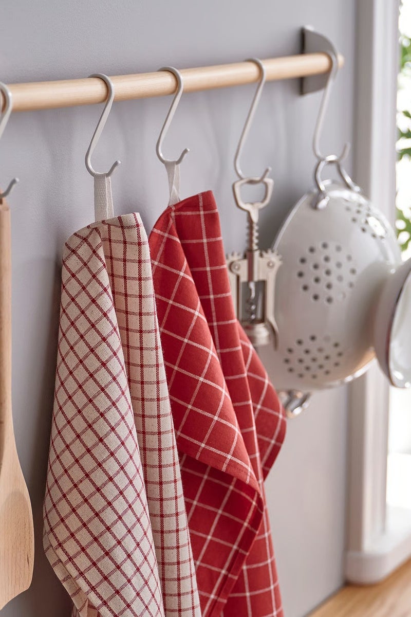 رينيج منشفة شاي أحمر/بيج مخططة 45×60 سم عبوة من 4 - Image 3