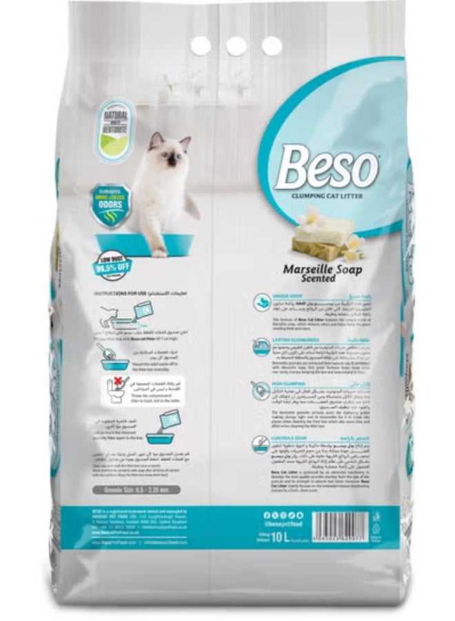 بيسو رمل القطط المتكتل من بيسو برائحة صابون مرسيليا – تحكم فائق بالروائح، تكتل سريع وخالٍ من الغبار، 20 كجم - Image 2