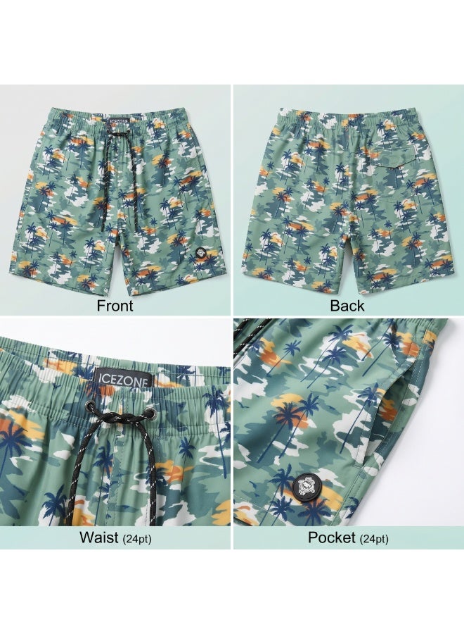 IceZone Men's Swim Trunks, Island Camo Tropical Print, Quick Dry Beach Shorts with Pockets & Mesh Liner - Image 3