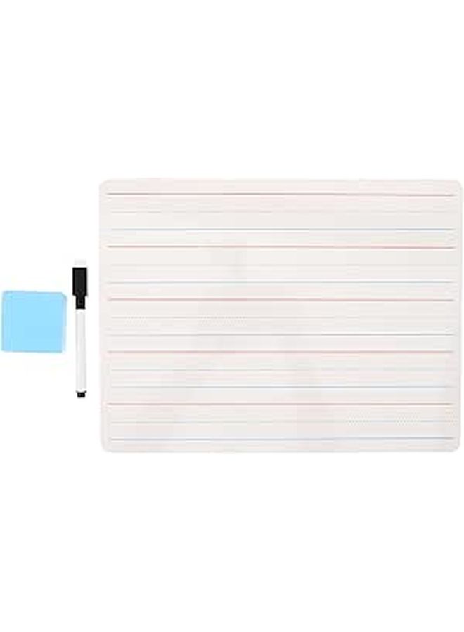 Double Sided Dry Erase Board 9x12 Inches Red Blue Lines Portable Handheld Whiteboard with Marker Eraser - Image 1