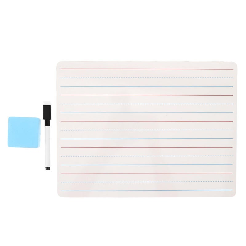Double Sided Dry Erase Board 9x12 Inches Red Blue Lines Portable Handheld Whiteboard with Marker Eraser - Image 2