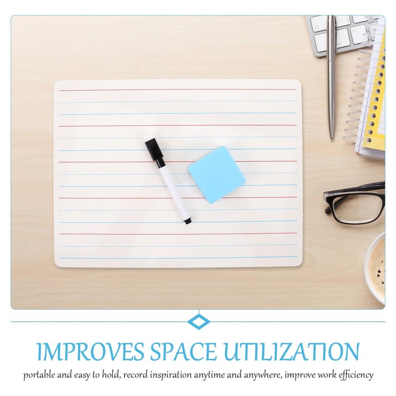 Double Sided Dry Erase Board 9x12 Inches Red Blue Lines Portable Handheld Whiteboard with Marker Eraser - Image 4