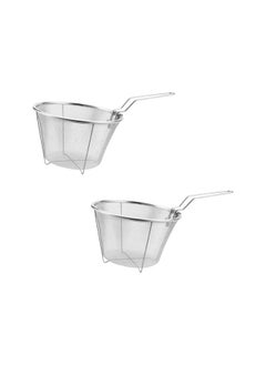 Sieve Colander 2Pcs Food Strainers Basket Deep Fry Basket Stainless Steel Fry Basket Holder Round Wire Fry Basket Fry Accessory Basket Frying Basket Folding