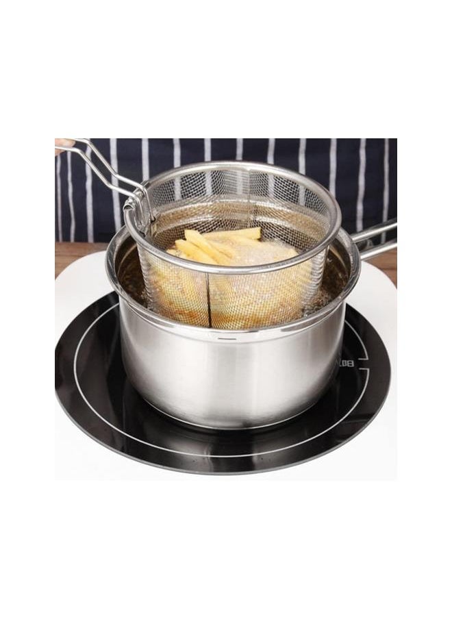 WYBOT - Sieve Colander 2Pcs Food Strainers Basket Deep Fry Basket Stainless Steel Fry Basket Holder Round Wire Fry Basket Fry Accessory Basket Frying Basket Folding - Image 1