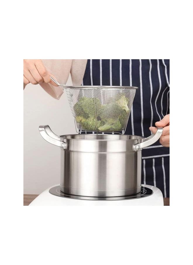 WYBOT - Sieve Colander 2Pcs Food Strainers Basket Deep Fry Basket Stainless Steel Fry Basket Holder Round Wire Fry Basket Fry Accessory Basket Frying Basket Folding - Image 1