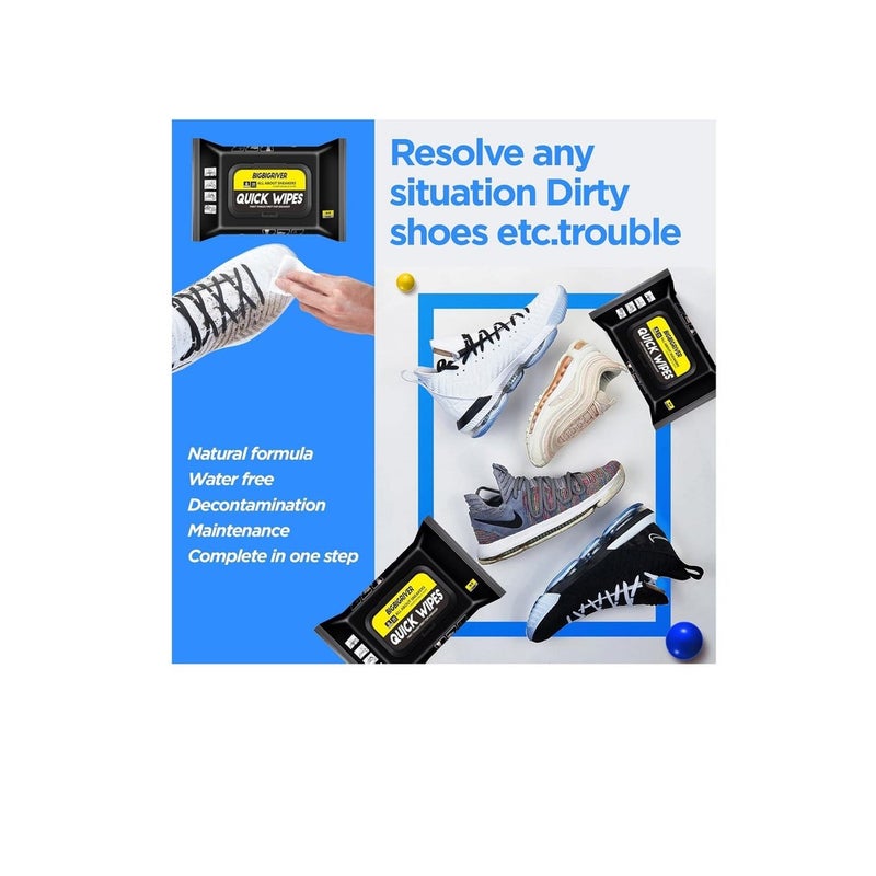 Shoe Cleaner Wipes 80 Pcs, Portable Sneakers Cleaner Shoe Wipes, Quickly Remove Dirt & Stains, Sneakers Cleaning Kit for Most Footwear Pack of 1 - Image 3