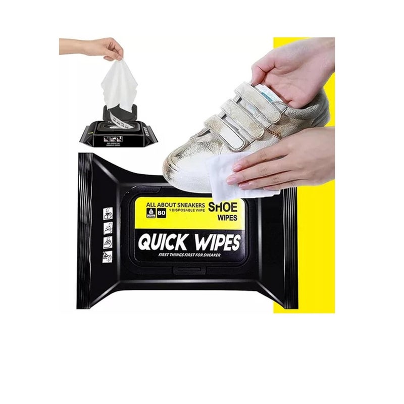 Shoe Cleaner Wipes 80 Pcs, Portable Sneakers Cleaner Shoe Wipes, Quickly Remove Dirt & Stains, Sneakers Cleaning Kit for Most Footwear Pack of 1 - Image 1