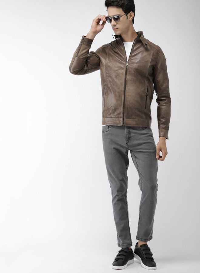 The Indian Garage Co Men Slim Fit Solid Round Neck Long Sleeves Jacket - Image 4