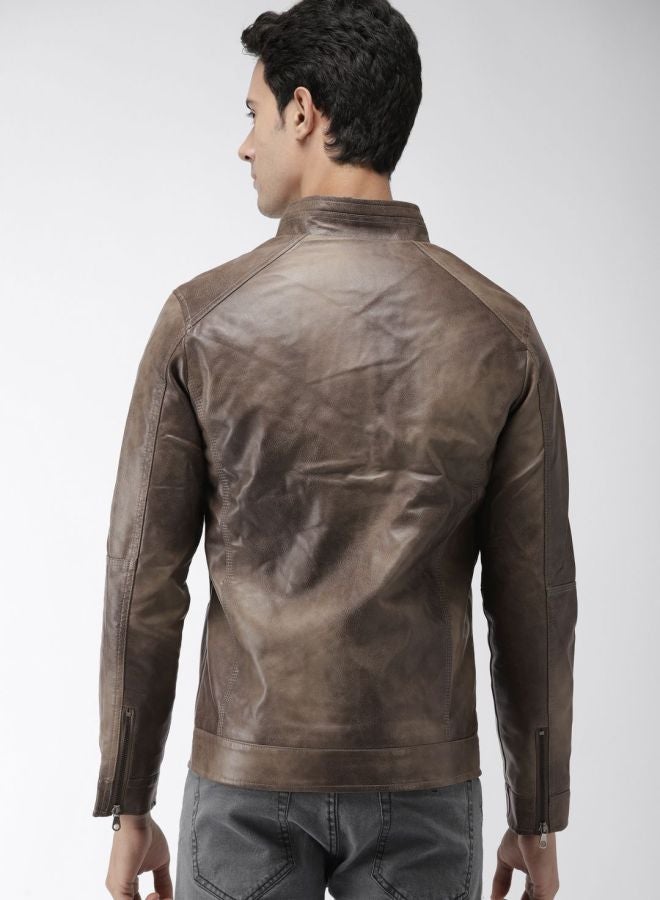 The Indian Garage Co Men Slim Fit Solid Round Neck Long Sleeves Jacket - Image 2