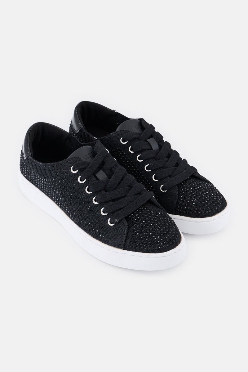 NINE WEST Women Amare2 Embellished Lace Up Casual Shoes, Black - Image 4