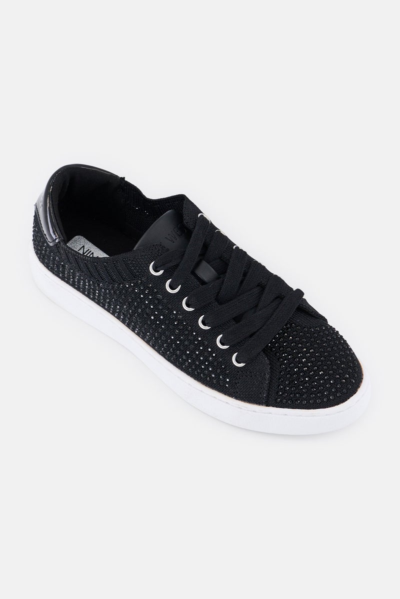 NINE WEST Women Amare2 Embellished Lace Up Casual Shoes, Black - Image 1