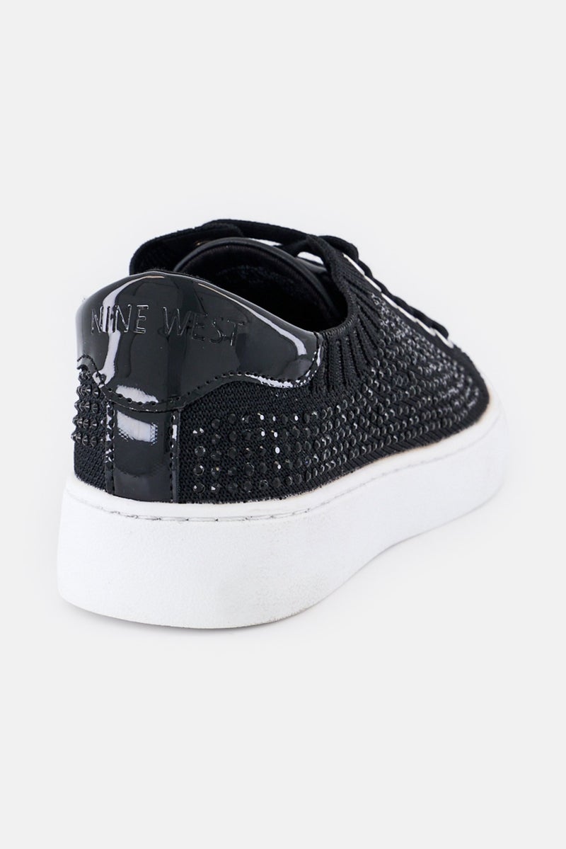 NINE WEST Women Amare2 Embellished Lace Up Casual Shoes, Black - Image 2