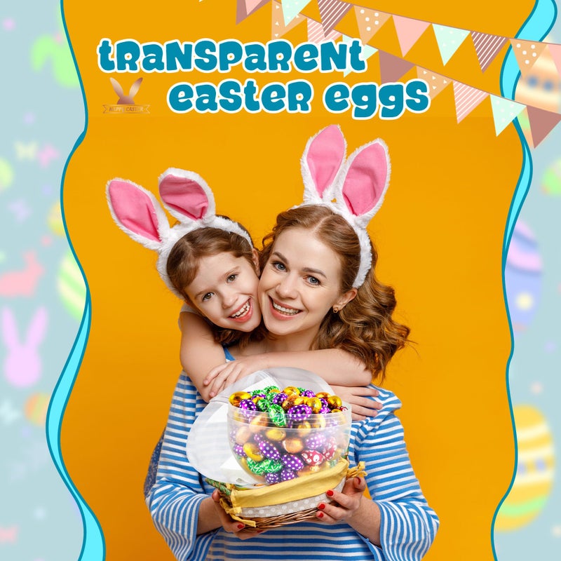 Restroma 12 Inch/ 10 Inch/ 8 Inch Giant Clear Easter Eggs Fillable 4/5/ 6/7 Pcs Jumbo Plastic Easter Eggs Large Clear Easter Eggs Empty for Egg Hunt Supplies Easter (5 Pcs - Clear with Handle (10 Inch)) - Image 4