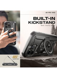 SupCase For Iphone 16 Pro Max Case With Stand Ubpro Mag Support Magsafe Built In Screen Protector And Belt Clip Military Grade Protection Magnetic Phone Case For Iphone 16 Pro Max 6.9'' Black  - Image 2