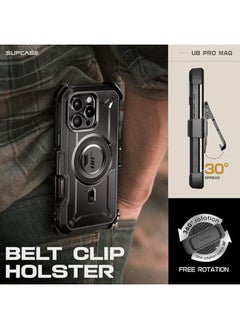 SupCase For Iphone 16 Pro Max Case With Stand Ubpro Mag Support Magsafe Built In Screen Protector And Belt Clip Military Grade Protection Magnetic Phone Case For Iphone 16 Pro Max 6.9'' Black  - Image 3