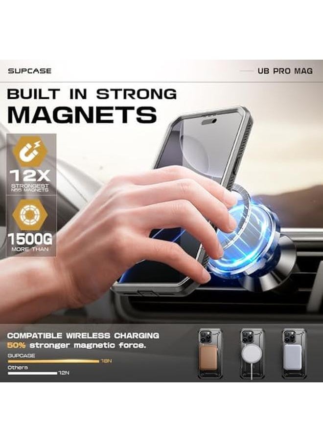 SupCase - For Iphone 16 Pro Max Case With Stand Ubpro Mag Support Magsafe Built In Screen Protector And Belt Clip Military Grade Protection Magnetic Phone Case For Iphone 16 Pro Max 6.9'' Black - Image 1