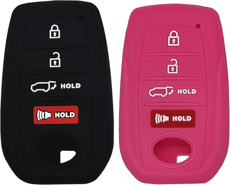 Autobase Silicone Key Fob Cover for Toyota (Black and Pink) - Image 1