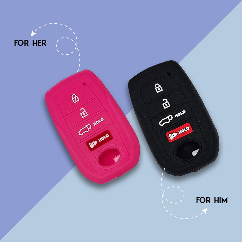 Autobase Silicone Key Fob Cover for Toyota (Black and Pink) - Image 5