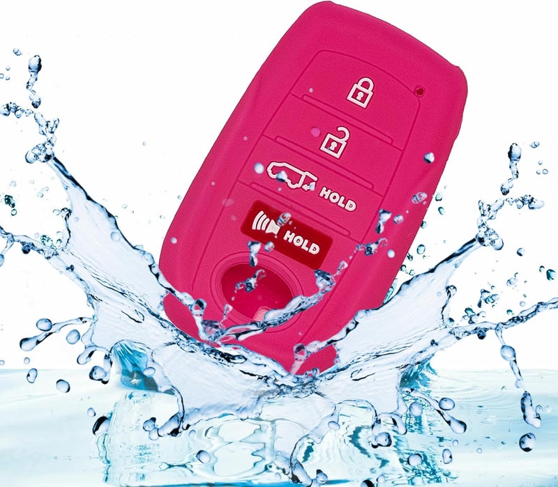 Autobase Silicone Key Fob Cover for Toyota (Black and Pink) - Image 4