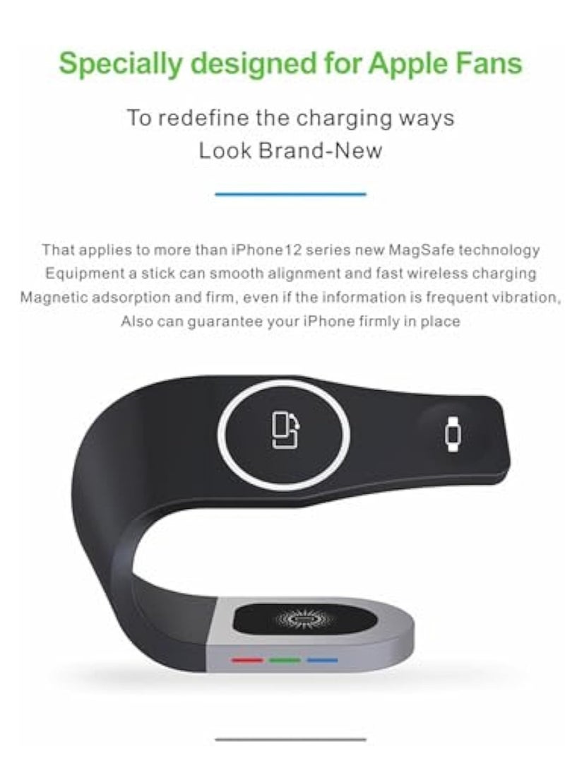 KASTWAVE 3 in1 Magnetic Wireless Charger for Apple, Wireless Charger iPhone Charging Station, 3 in 1 Charger Stand Multiple Devices, Fast Charging, Enhanced Safety Compatible with iPhone, Apple Watch - Image 5