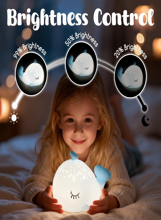 LEDHOLYT Cute Night Light Gifts for Kids, 7 Colors Blue Whale Toys Cute Lamp,Soft Silicone Baby Night Light,Silicone Whale Rechargeable Nightlight for Kid Kawaii Room Decor - Image 4