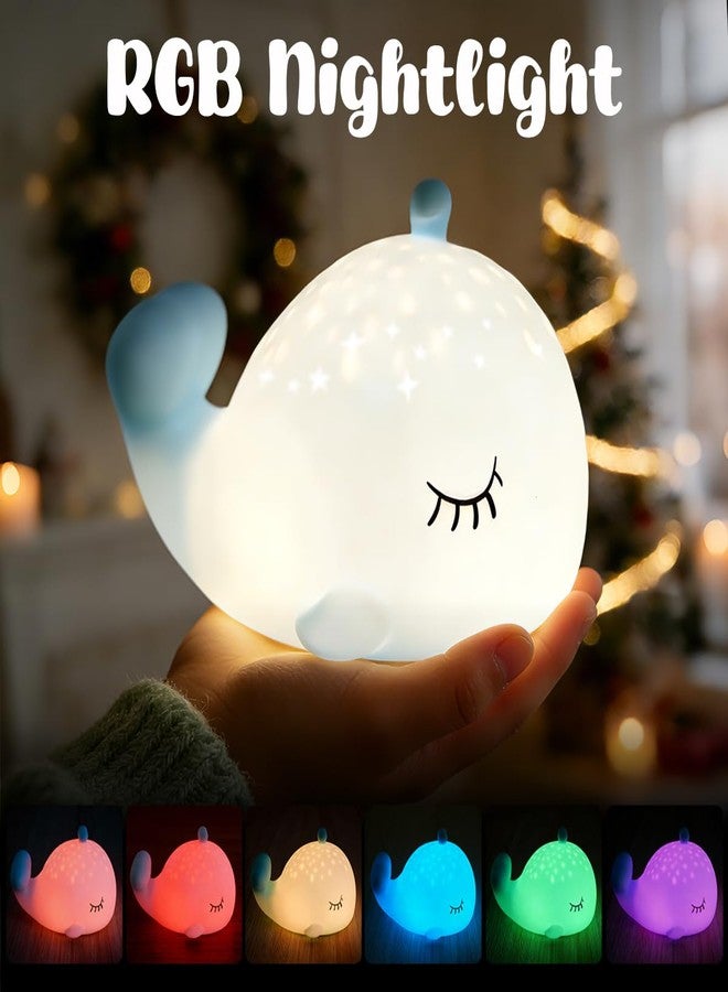 LEDHOLYT Cute Night Light Gifts for Kids, 7 Colors Blue Whale Toys Cute Lamp,Soft Silicone Baby Night Light,Silicone Whale Rechargeable Nightlight for Kid Kawaii Room Decor - Image 3