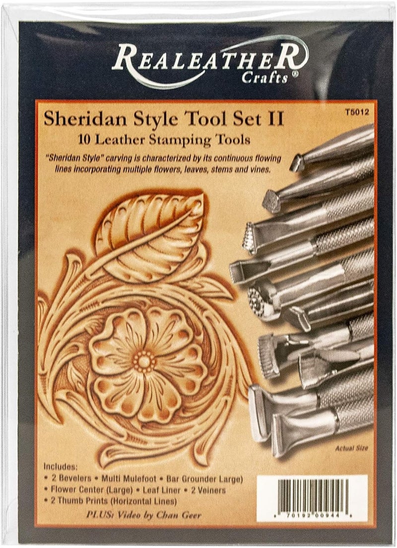 Realeather Leather Stamps Tool Set for Leather Crafting Sheridan Style Stamp Set II - Image 1